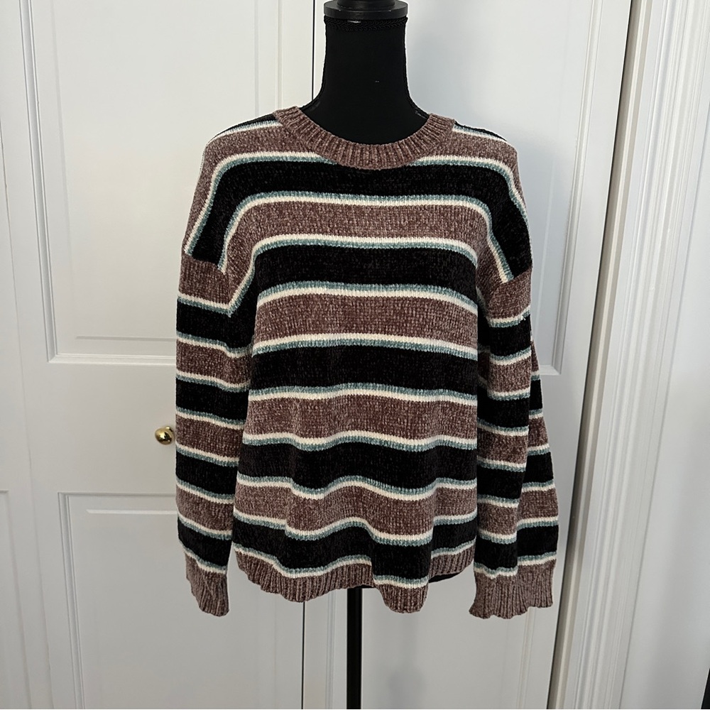 Volcom Striped Sweater - Black, Purple, White